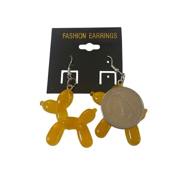 Adorable Yellow Balloon Dog Earrings. - Picture 5 of 5